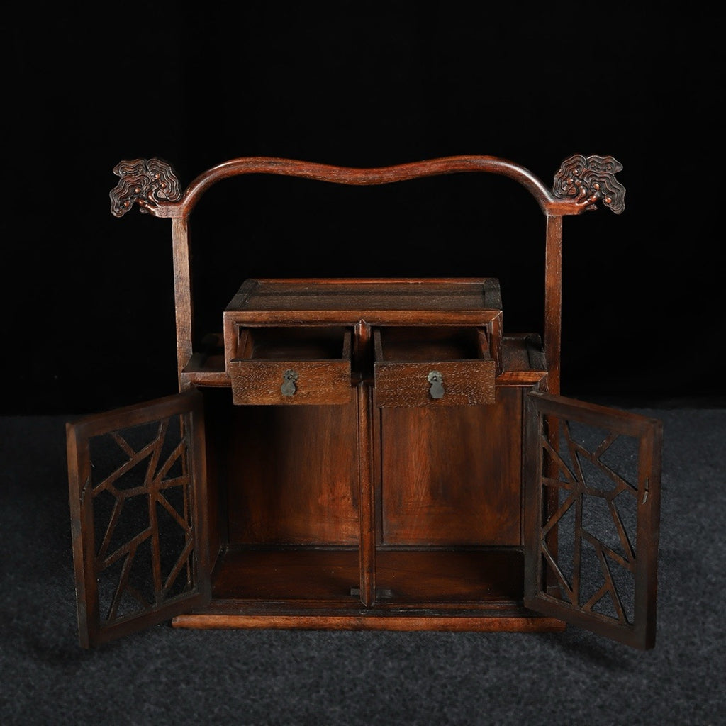 Hua Li Mu carved large carrying box