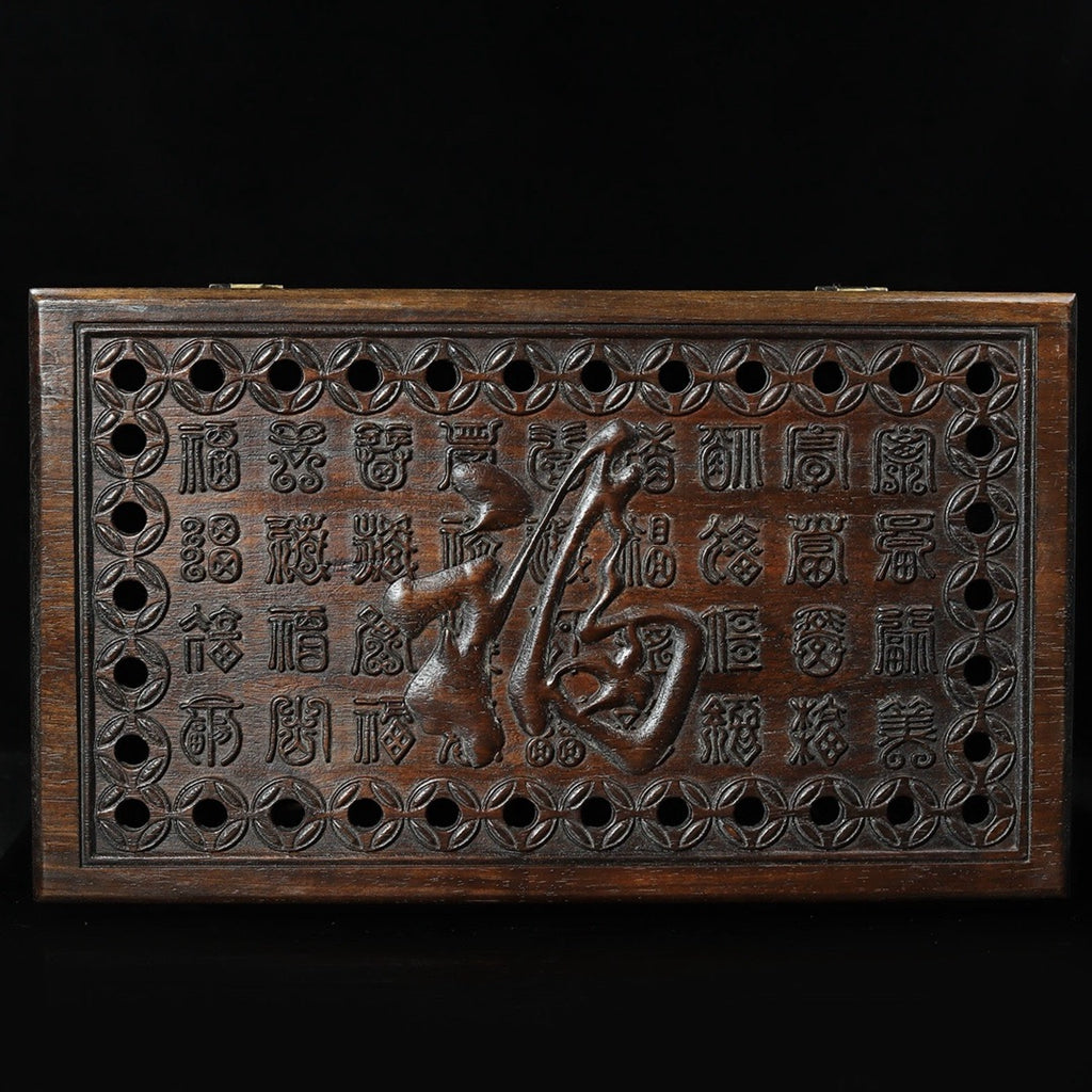 Hua Li Mu hollow carved Bai Fu rectangular box