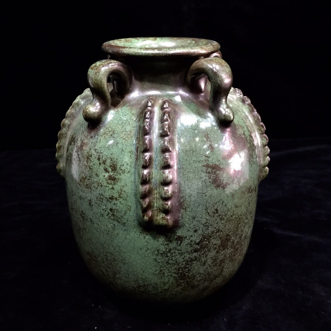 Chinese antique porcelain bean green glazed four series jar