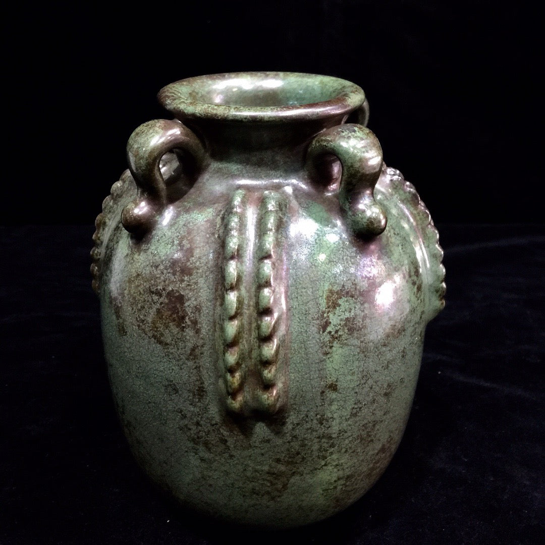 Chinese antique porcelain bean green glazed four series jar