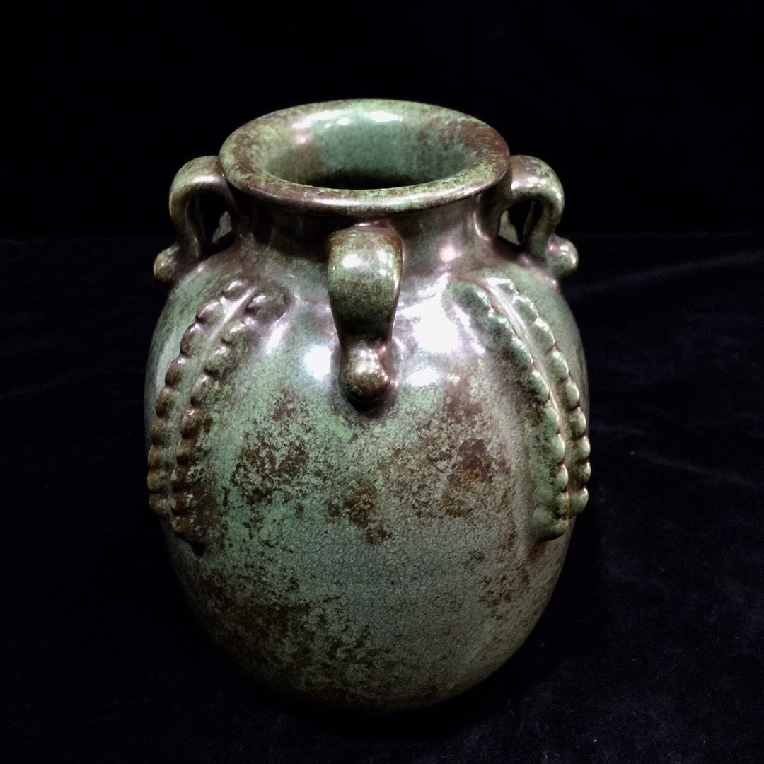 Chinese antique porcelain bean green glazed four series jar