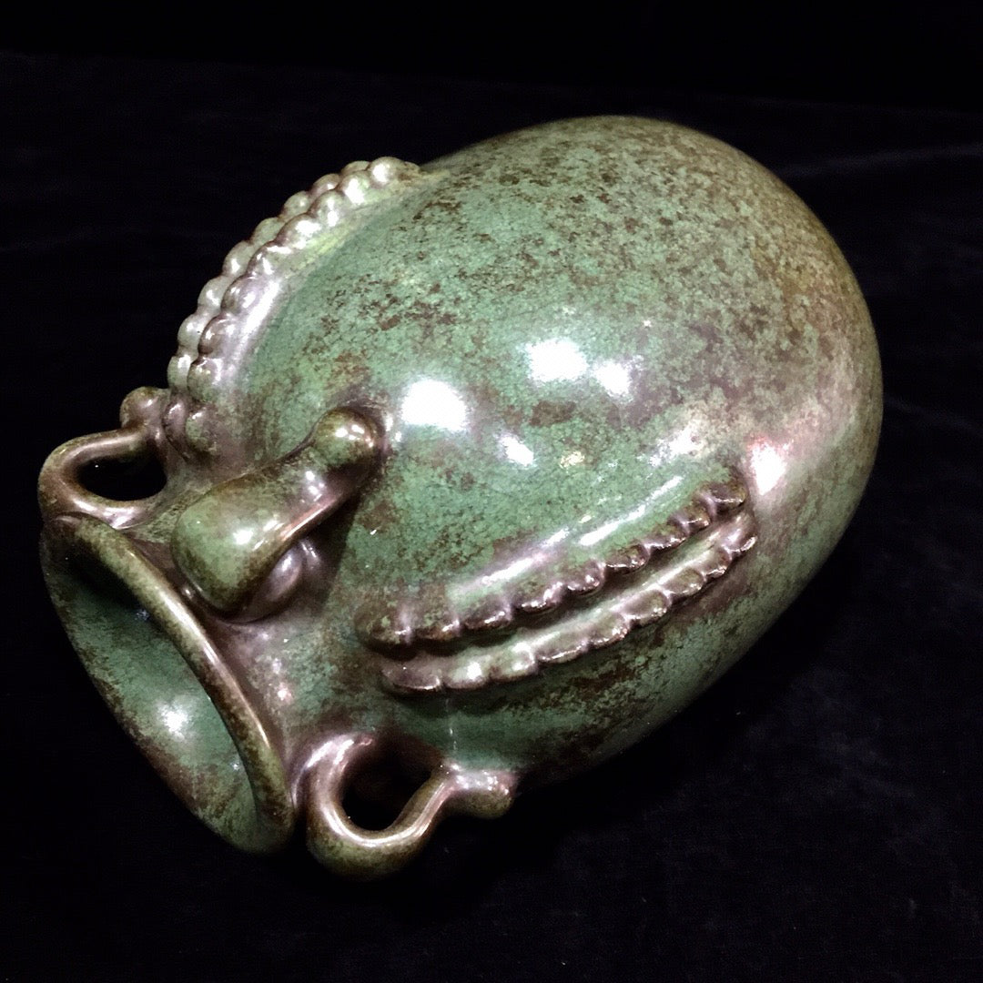 Chinese antique porcelain bean green glazed four series jar