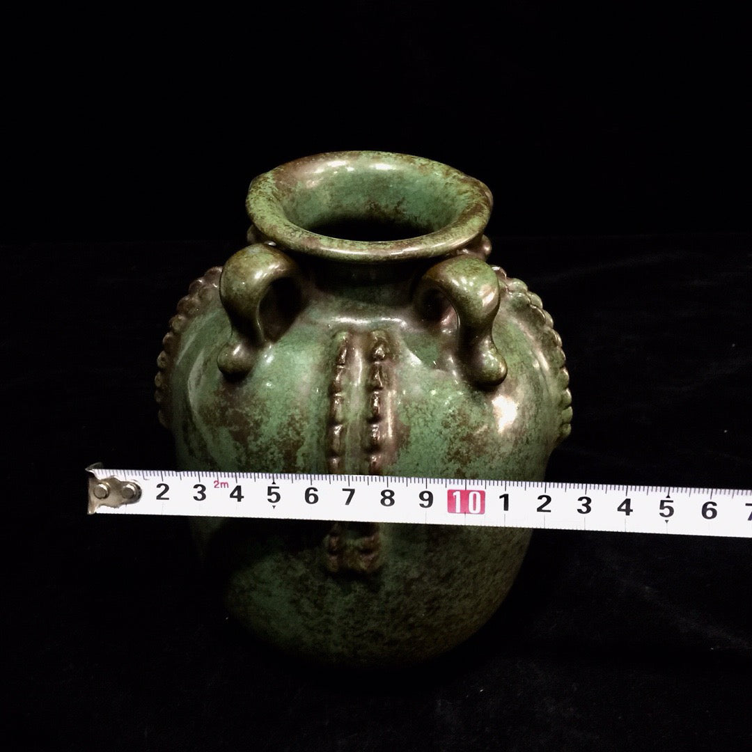 Chinese antique porcelain bean green glazed four series jar
