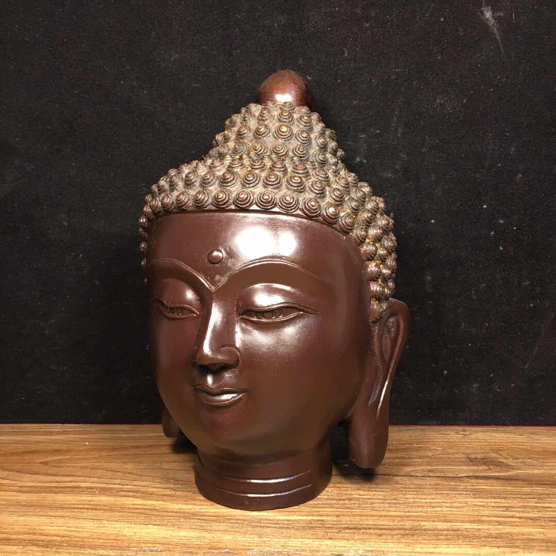 Chinese antique pure copper head Buddha ornament
