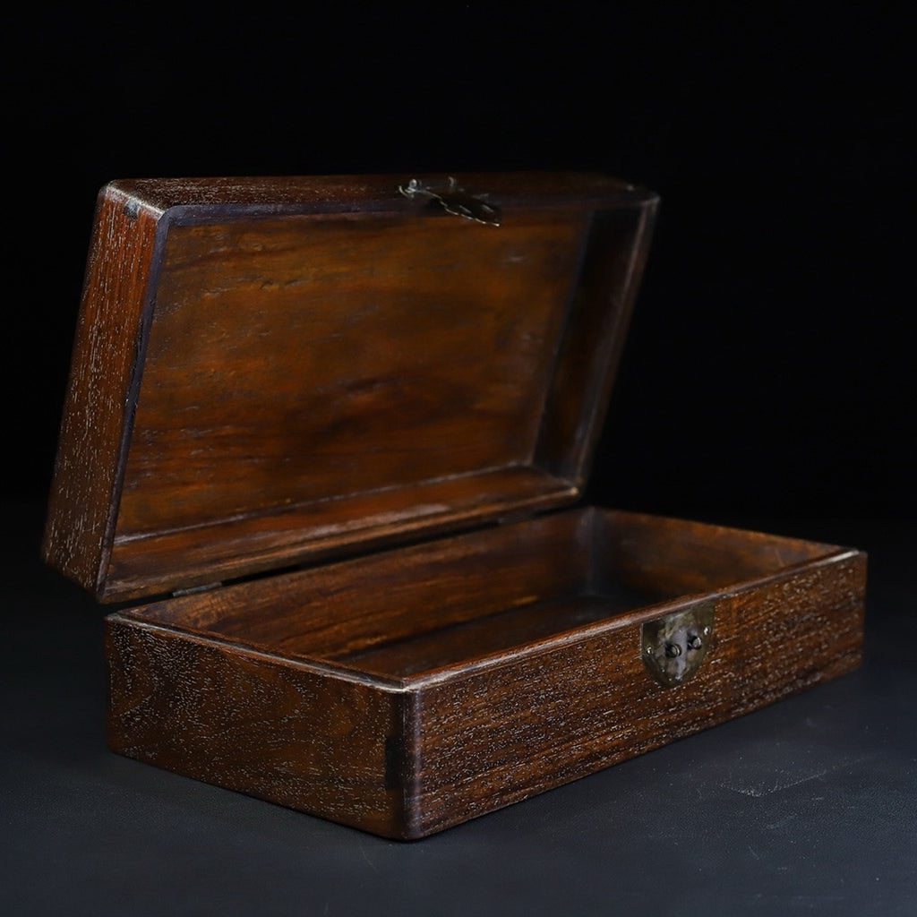 Pear wood carved auspicious dragon multi treasure box