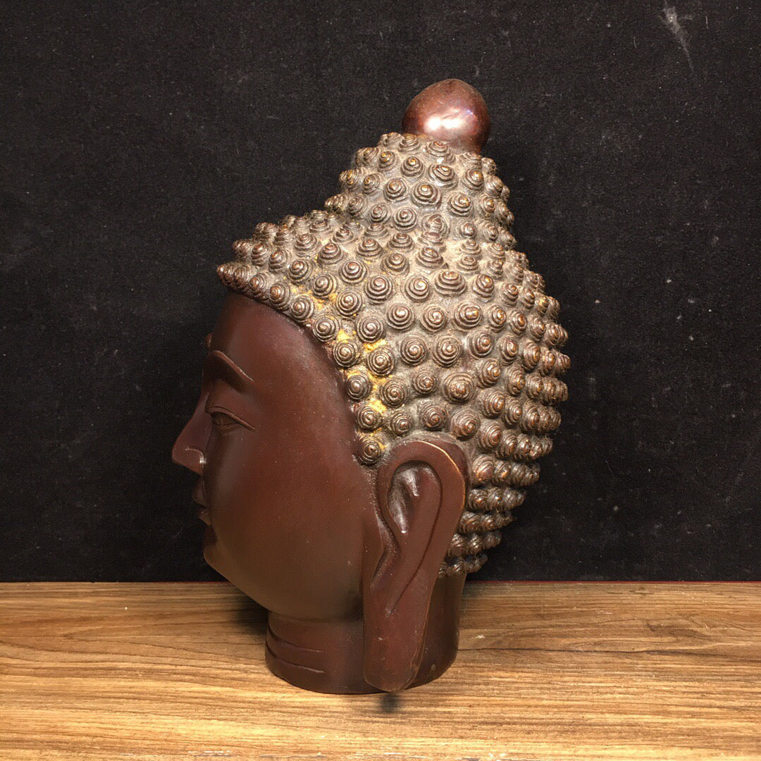 Chinese antique pure copper head Buddha ornament