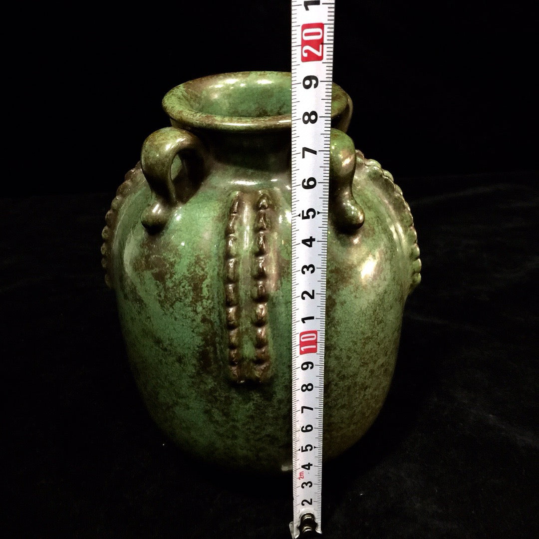Chinese antique porcelain bean green glazed four series jar