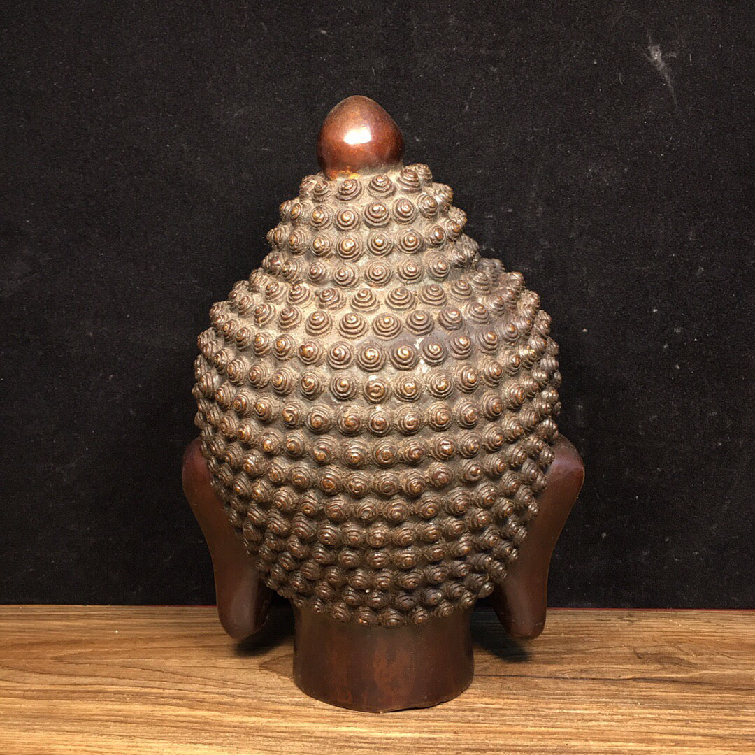 Chinese antique pure copper head Buddha ornament