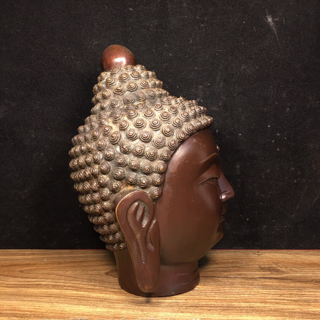 Chinese antique pure copper head Buddha ornament