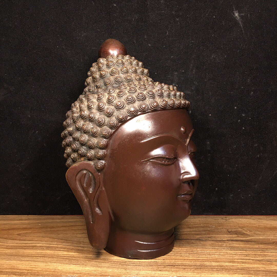 Chinese antique pure copper head Buddha ornament
