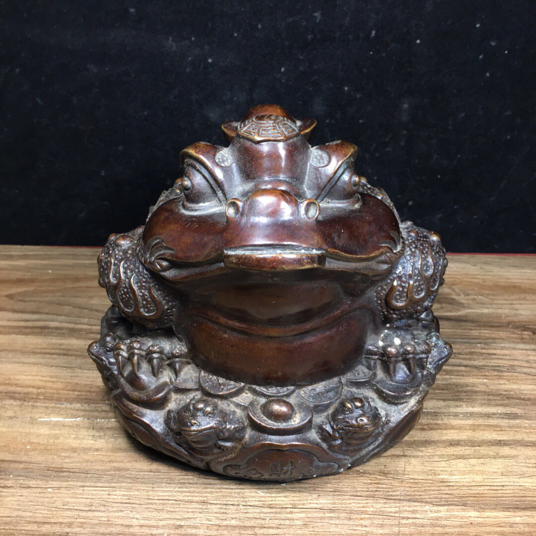 Chinese antique pure copper lucky gold toad ornament