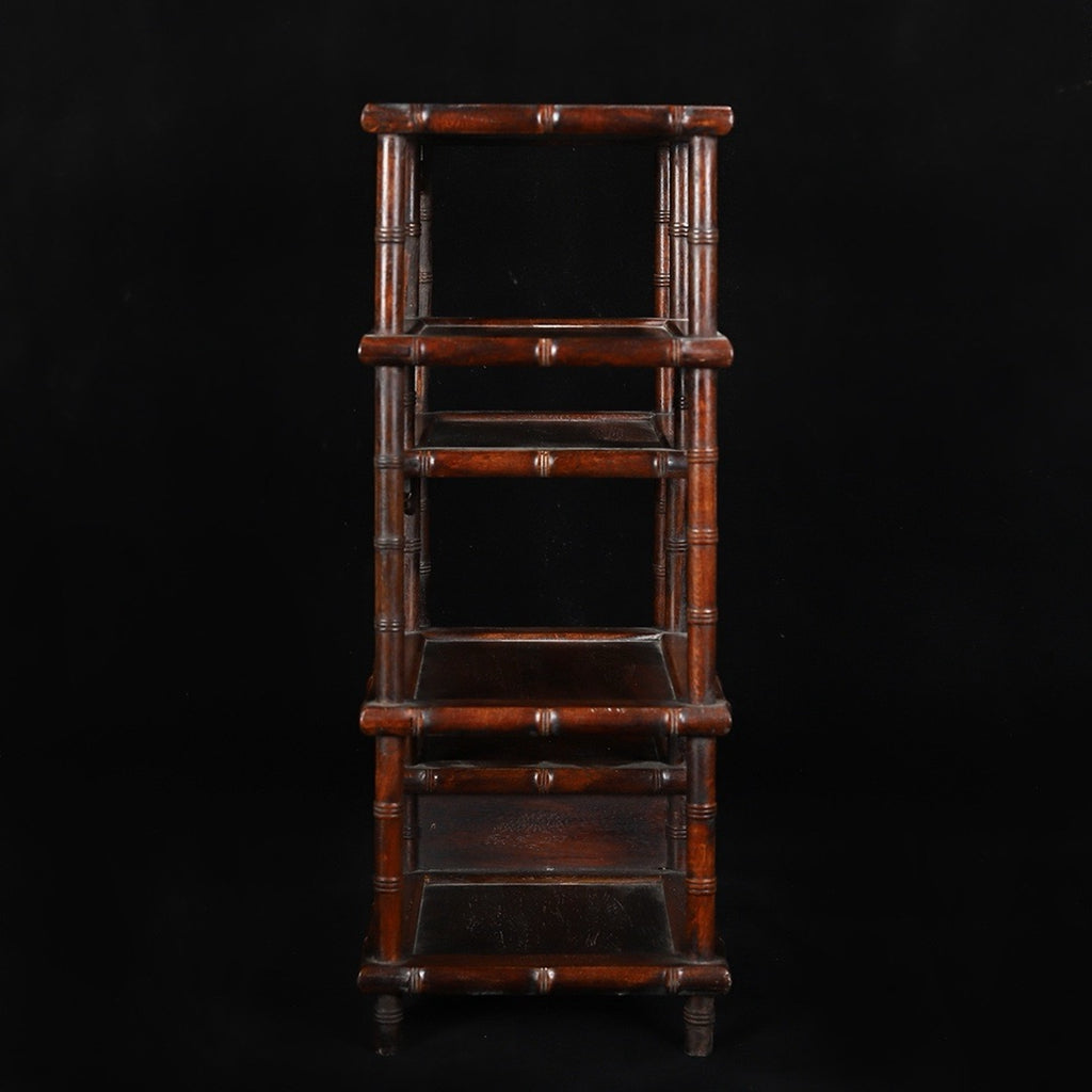 Hua Li Mu carved bamboo joint with drawer Bo Gu shelf
