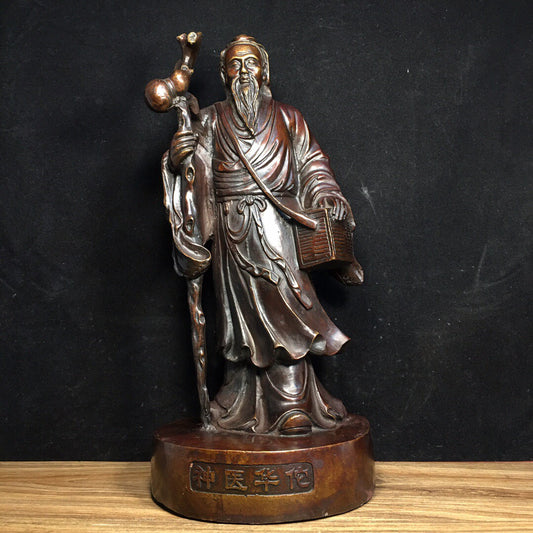Chinese Antique Pure Copper Divine Doctor Hua Tuo