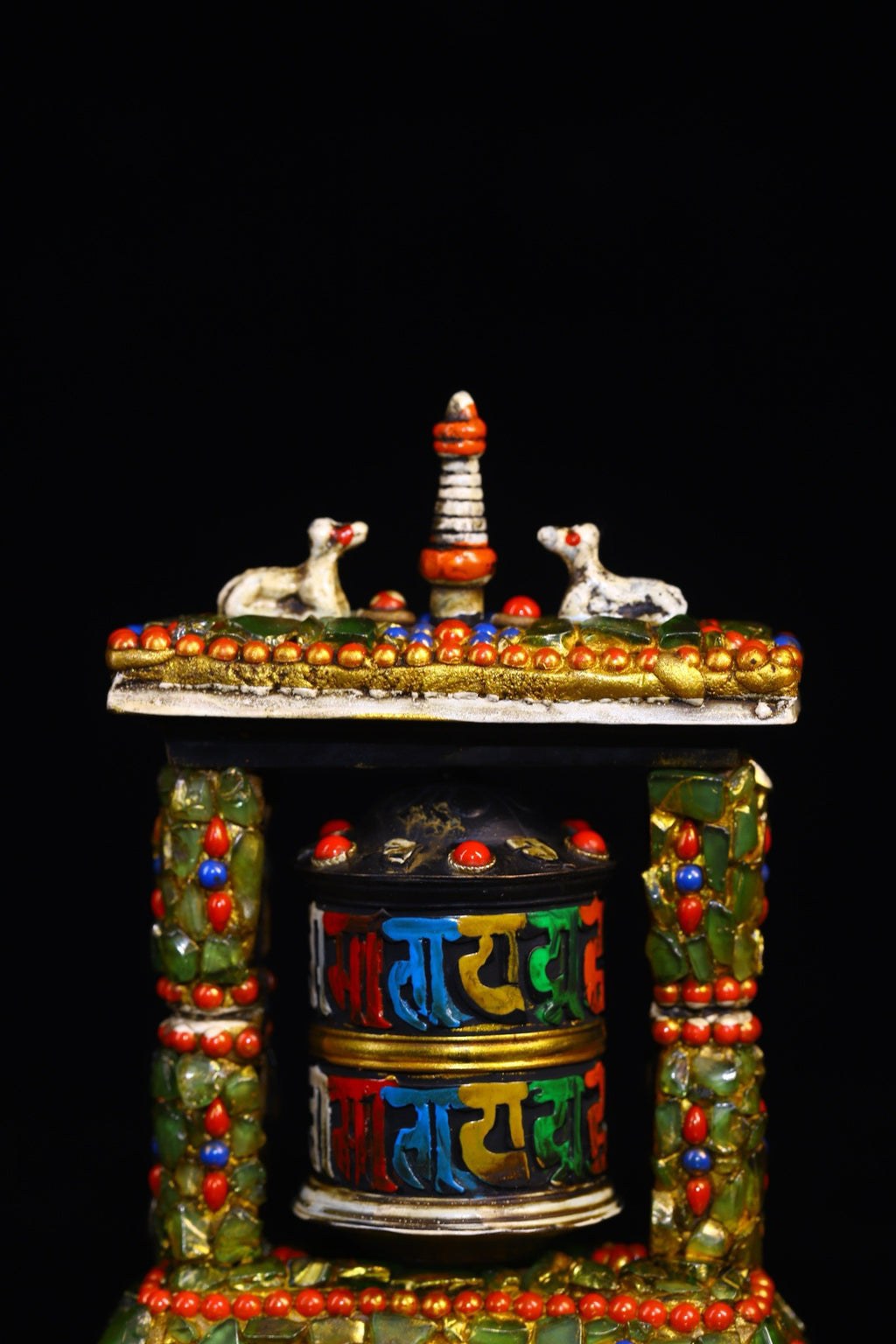 Copper body pure handmade knocking, chiseling, inlaid with gemstones, celestial bead spinning wheel