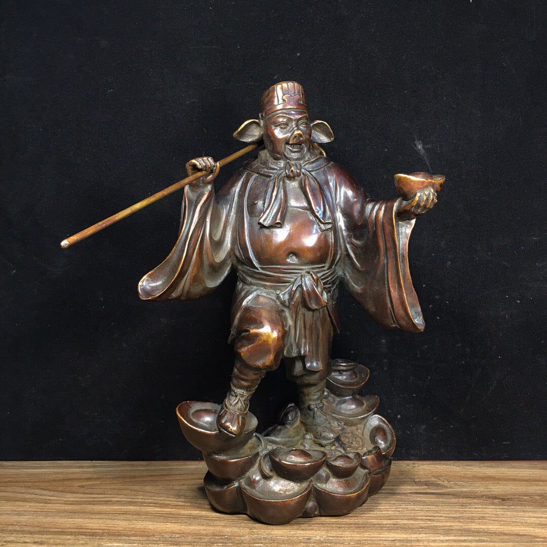Chinese antique pure copper pig eight precepts for attracting wealth and warding off evil ornaments