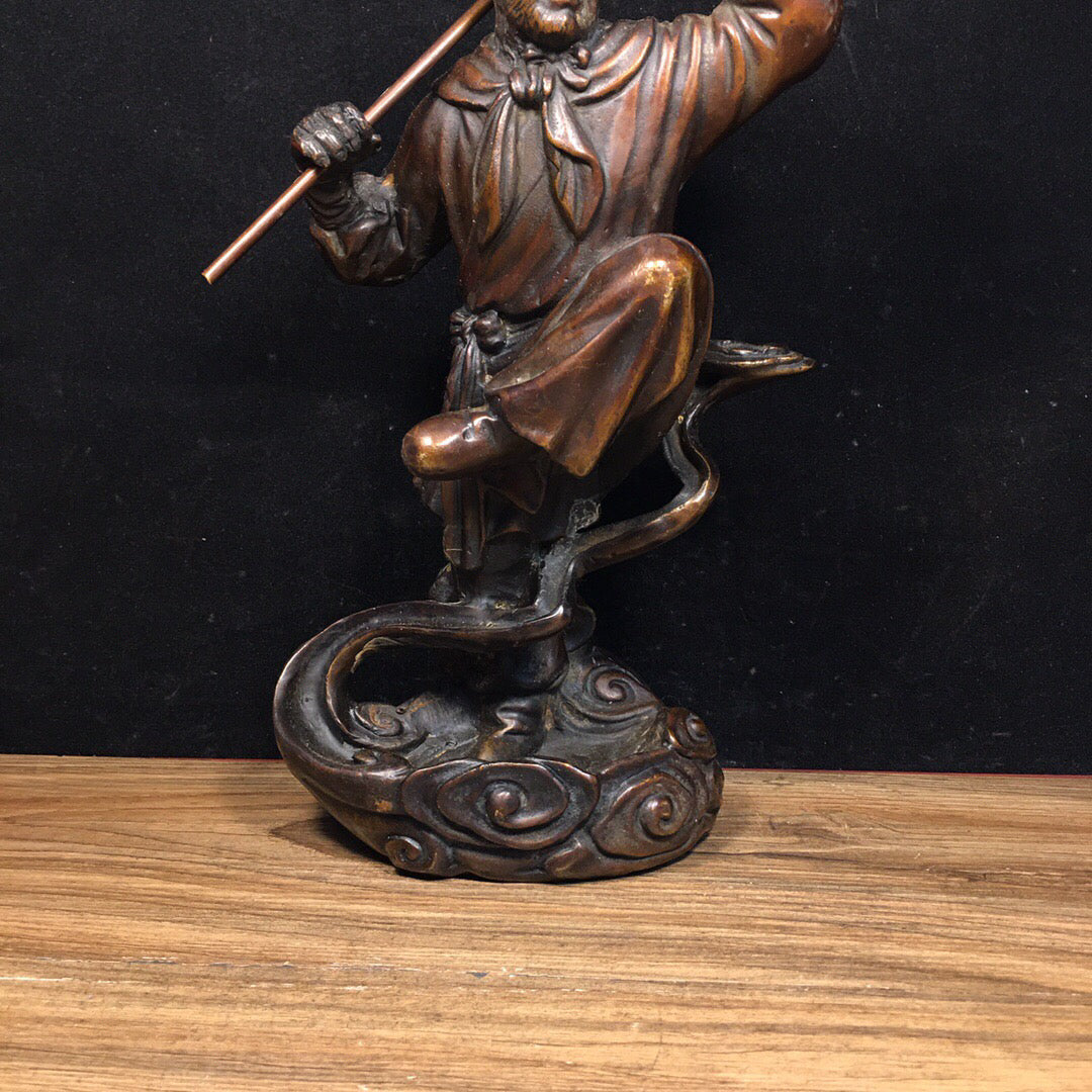 Chinese antique pure copper Sun Wukong reverse flow incense ornament