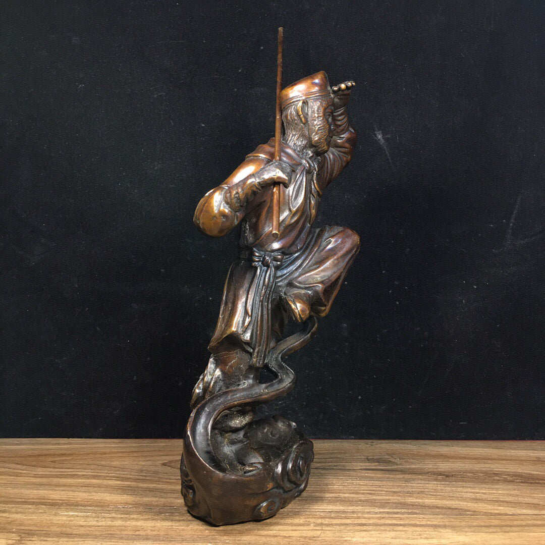 Chinese antique pure copper Sun Wukong reverse flow incense ornament