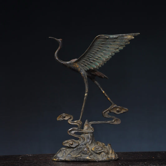 Chinese antique pure copper crane ornaments