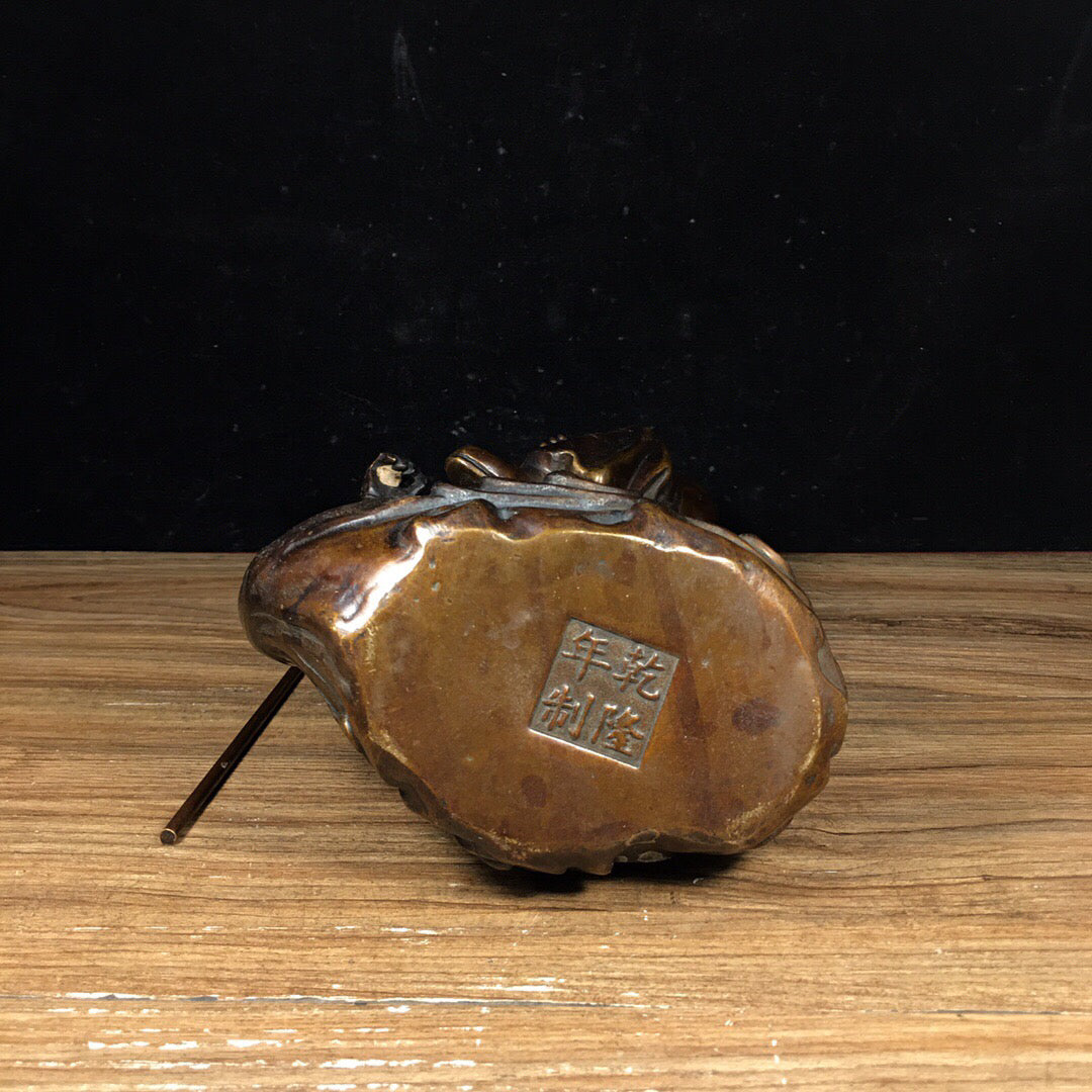 Chinese antique pure copper Sun Wukong reverse flow incense ornament