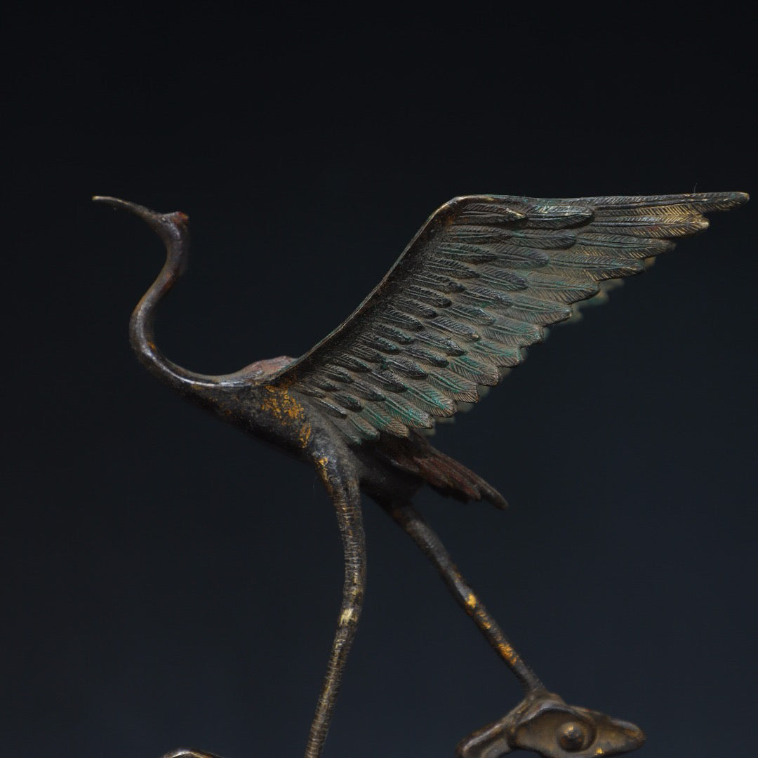 Chinese antique pure copper crane ornaments
