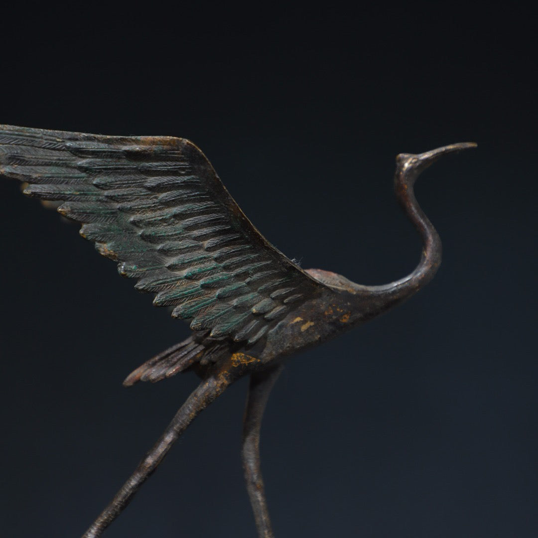 Chinese antique pure copper crane ornaments