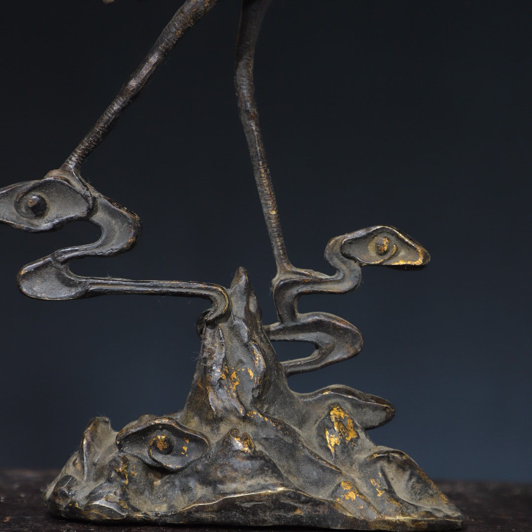 Chinese antique pure copper crane ornaments