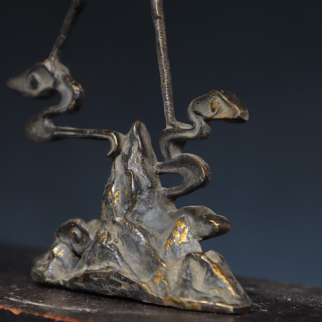 Chinese antique pure copper crane ornaments