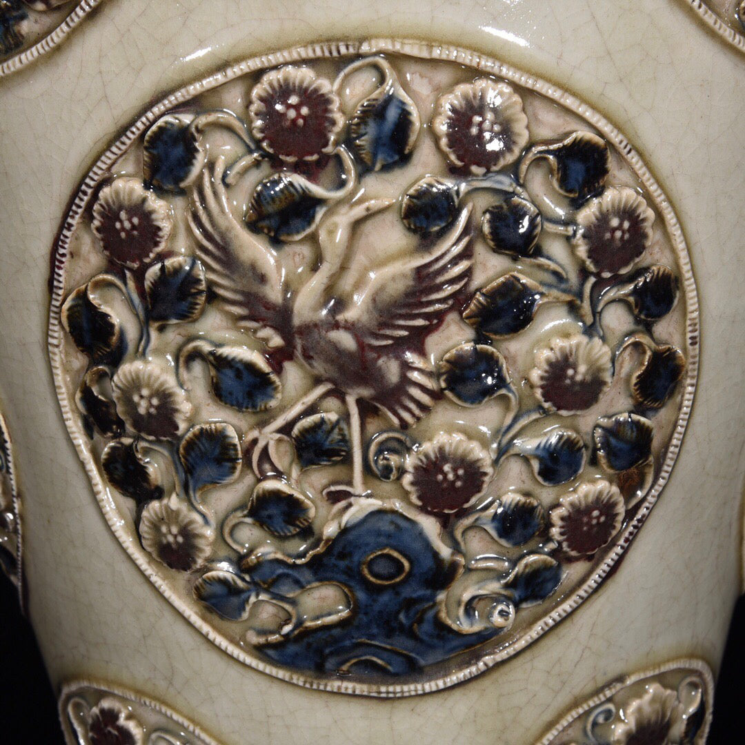 Chinese antique plum vase with flower and bird patterns