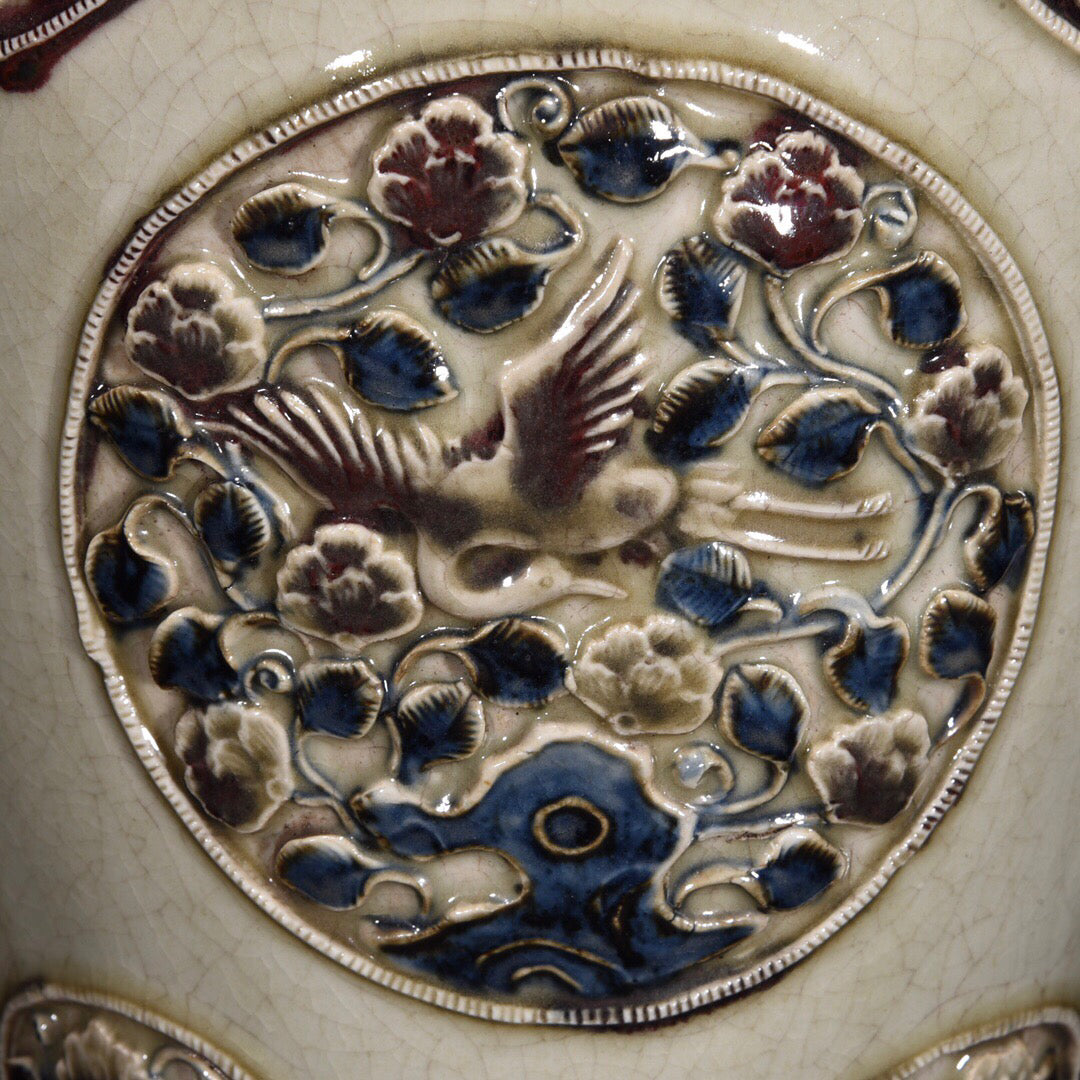 Chinese antique plum vase with flower and bird patterns