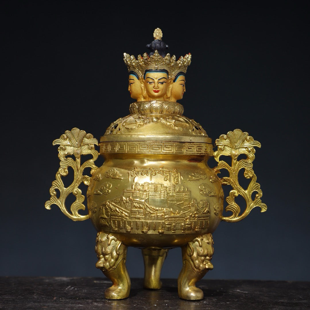 Chinese antique pure copper incense burner