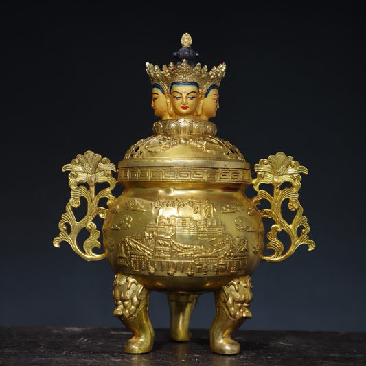 Chinese antique pure copper incense burner