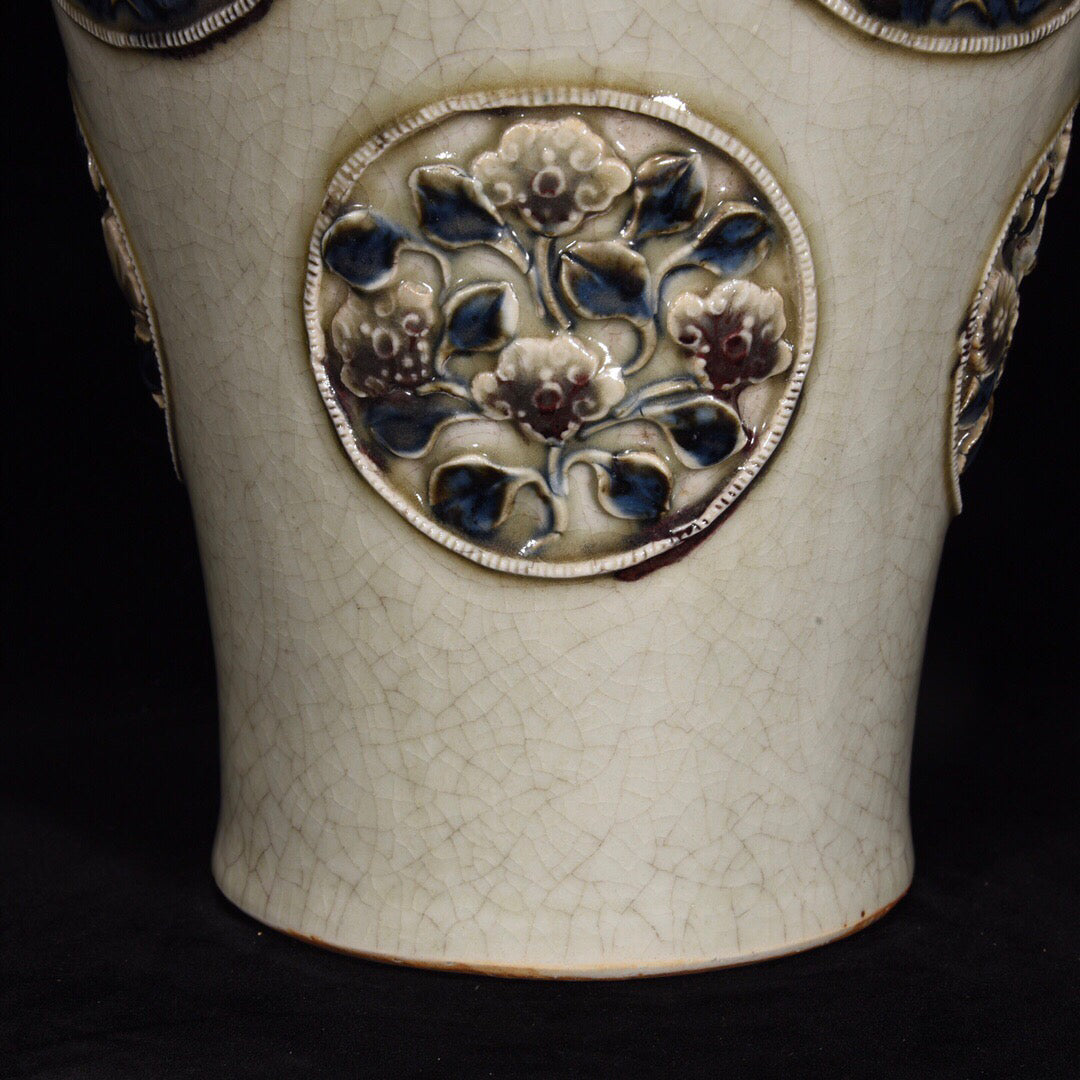 Chinese antique plum vase with flower and bird patterns