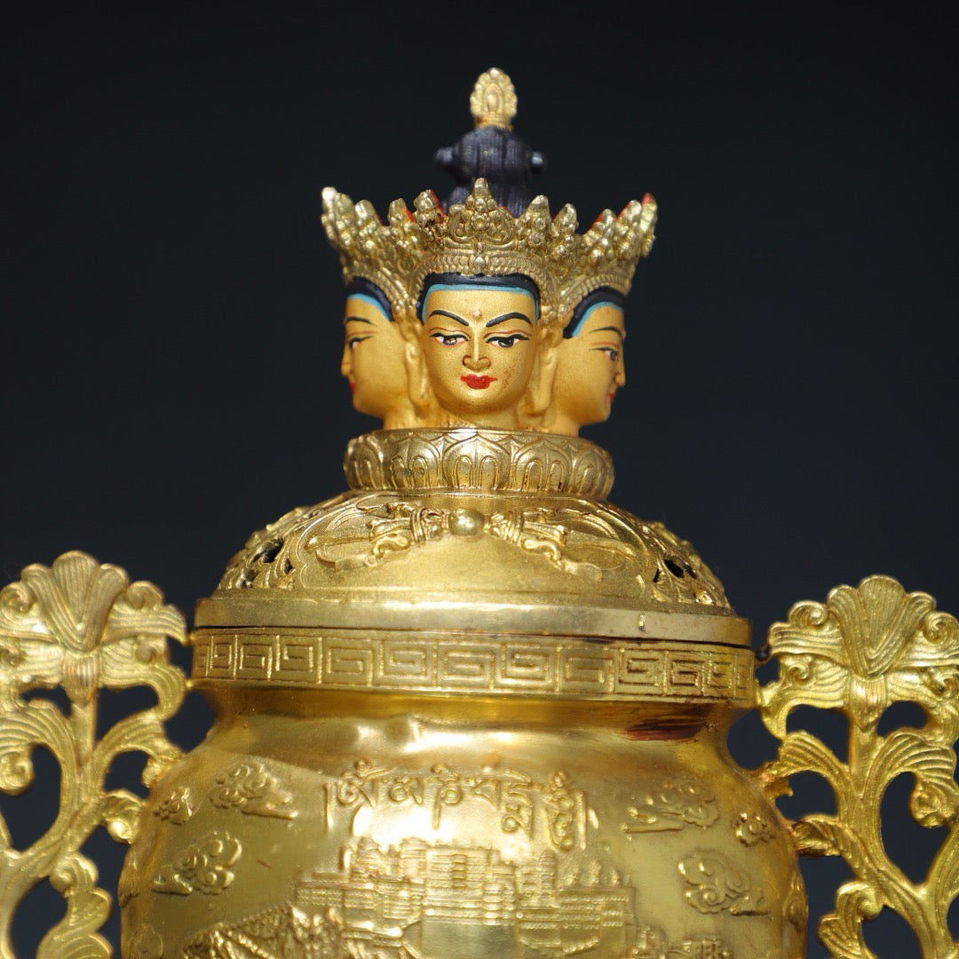 Chinese antique pure copper incense burner