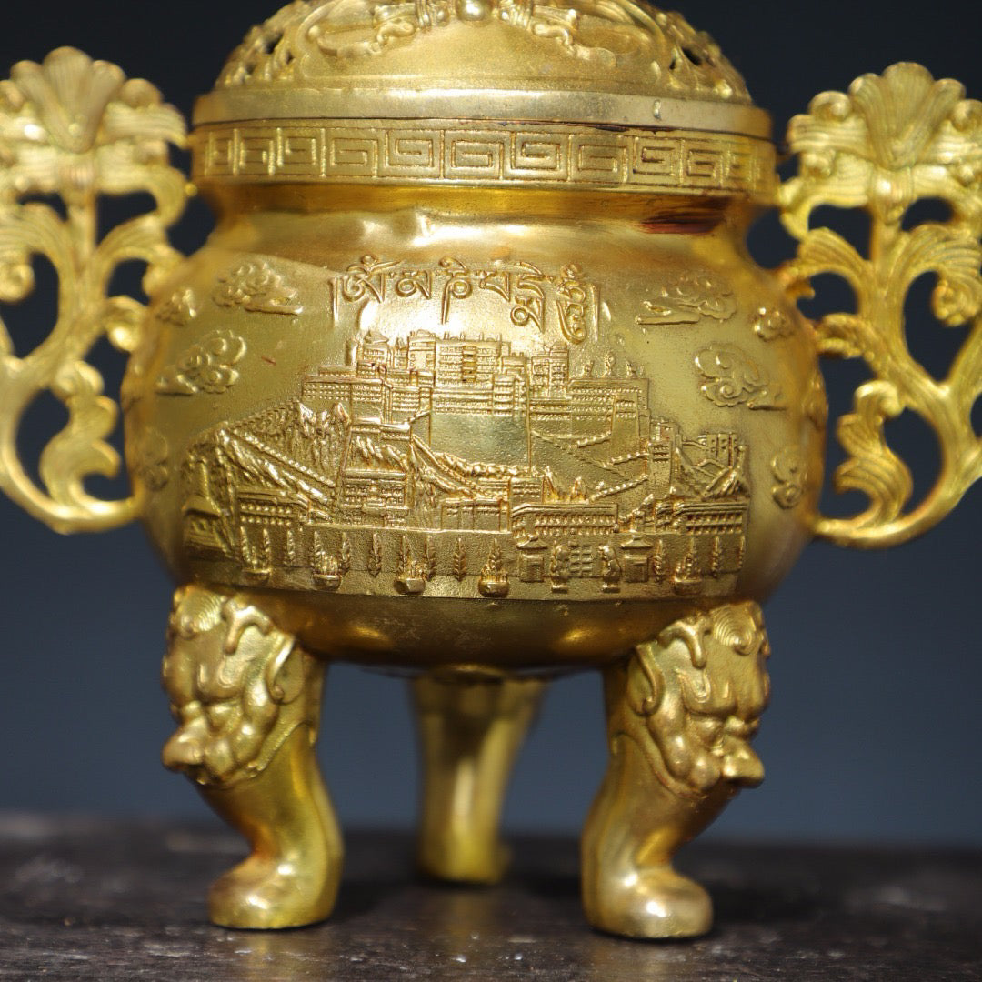 Chinese antique pure copper incense burner