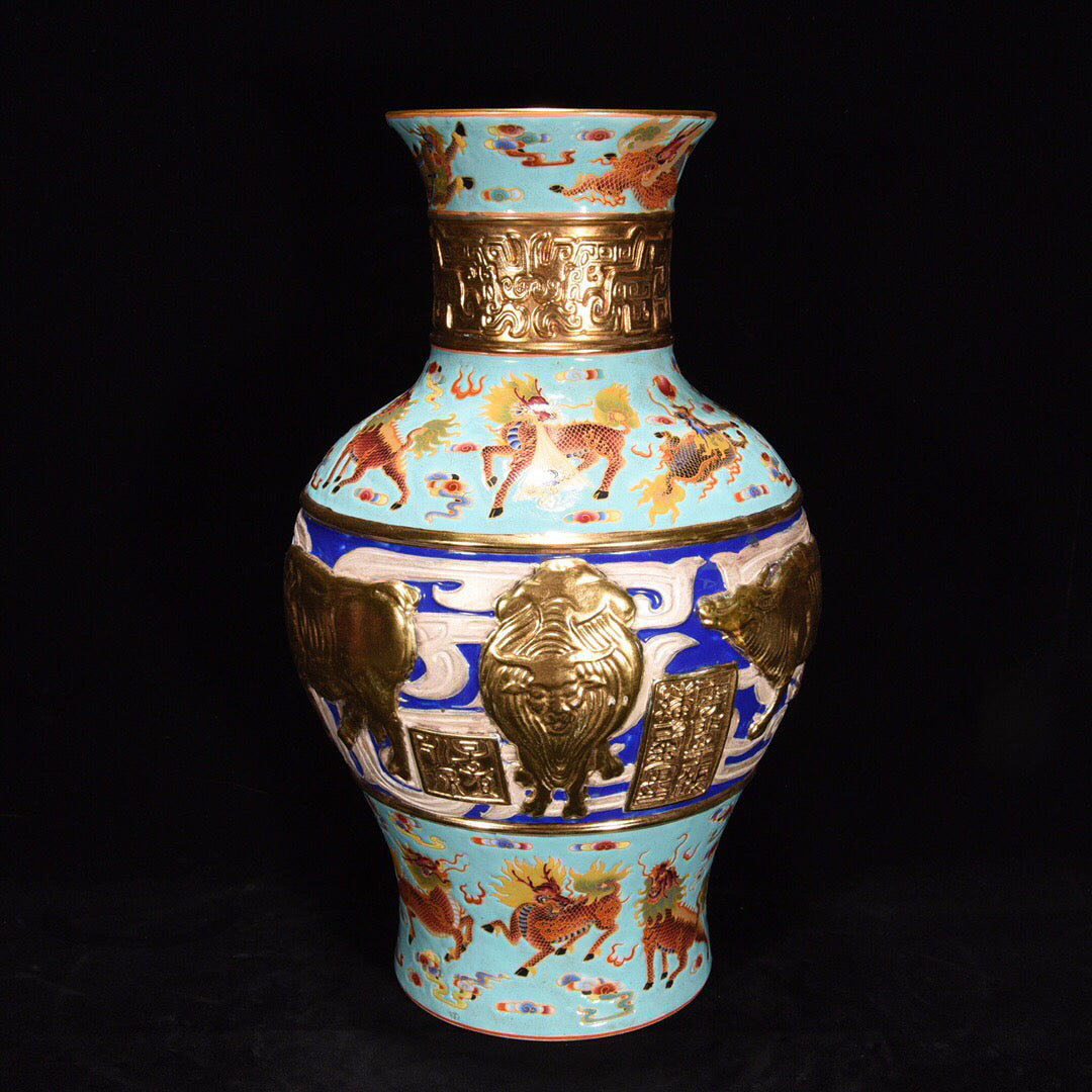 Chinese Antique Five Ox Bottle