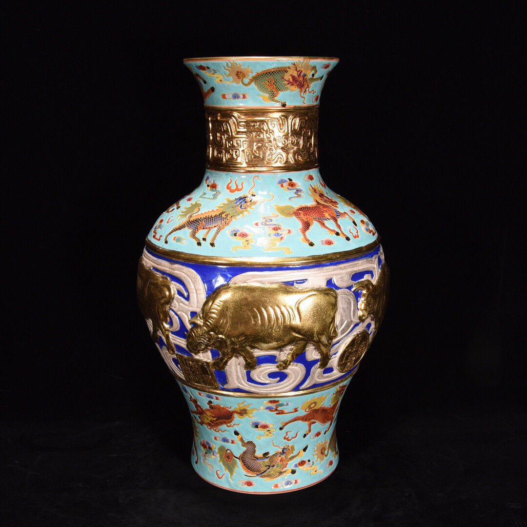Chinese Antique Five Ox Bottle