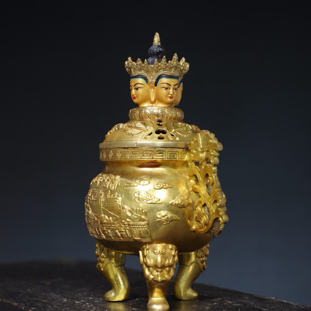 Chinese antique pure copper incense burner