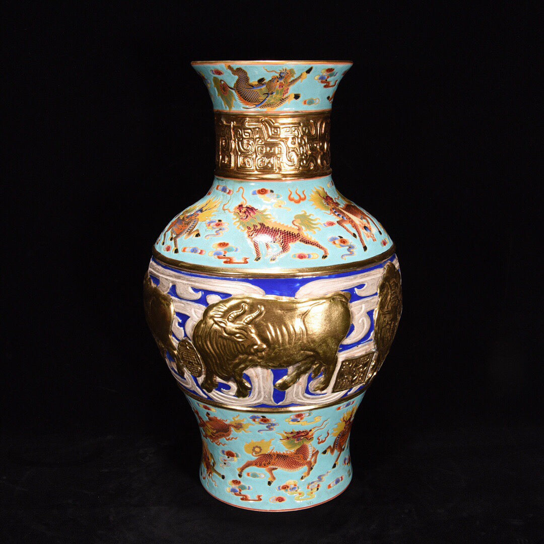 Chinese Antique Five Ox Bottle