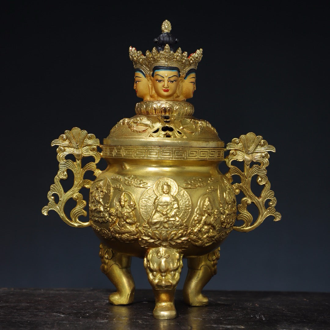 Chinese antique pure copper incense burner