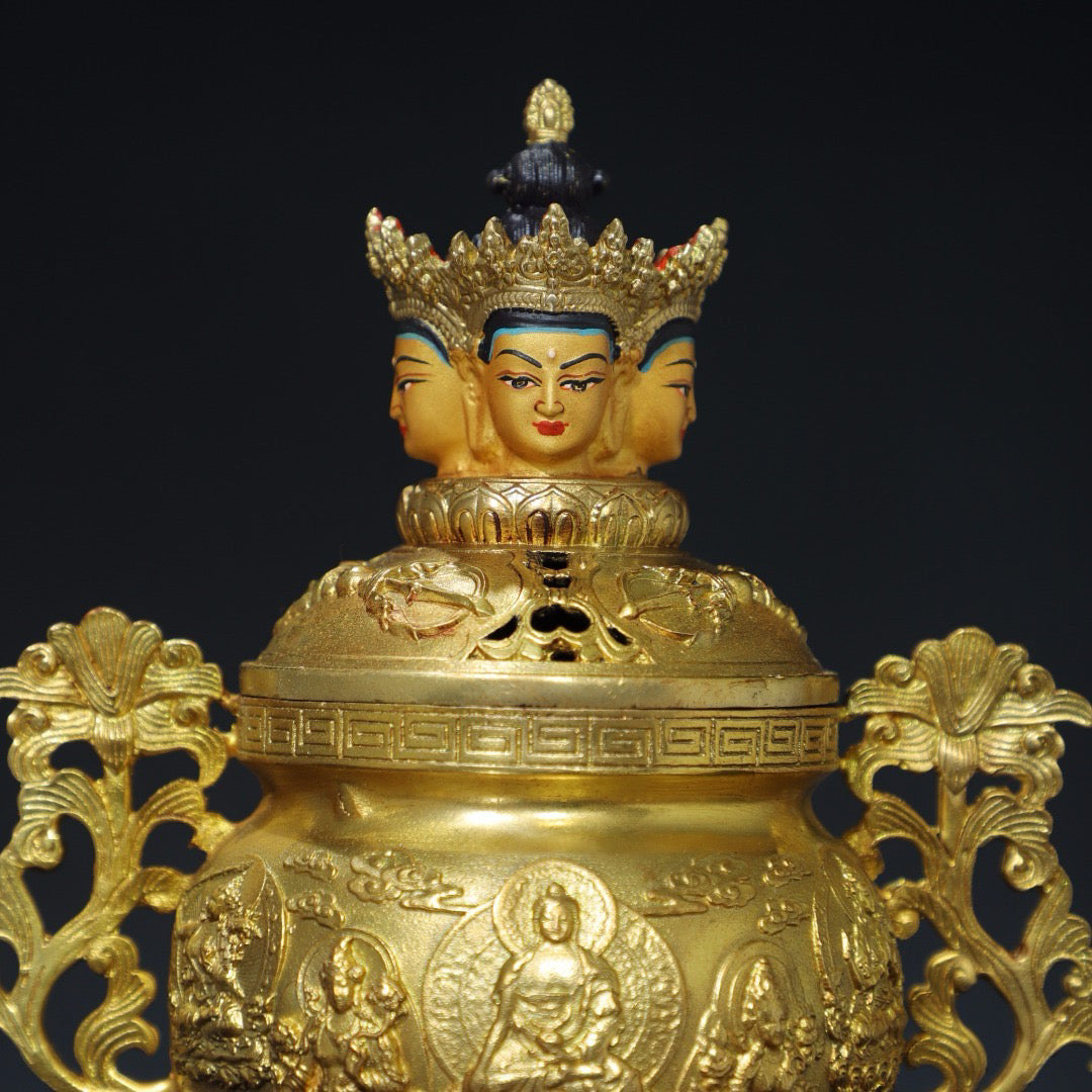Chinese antique pure copper incense burner