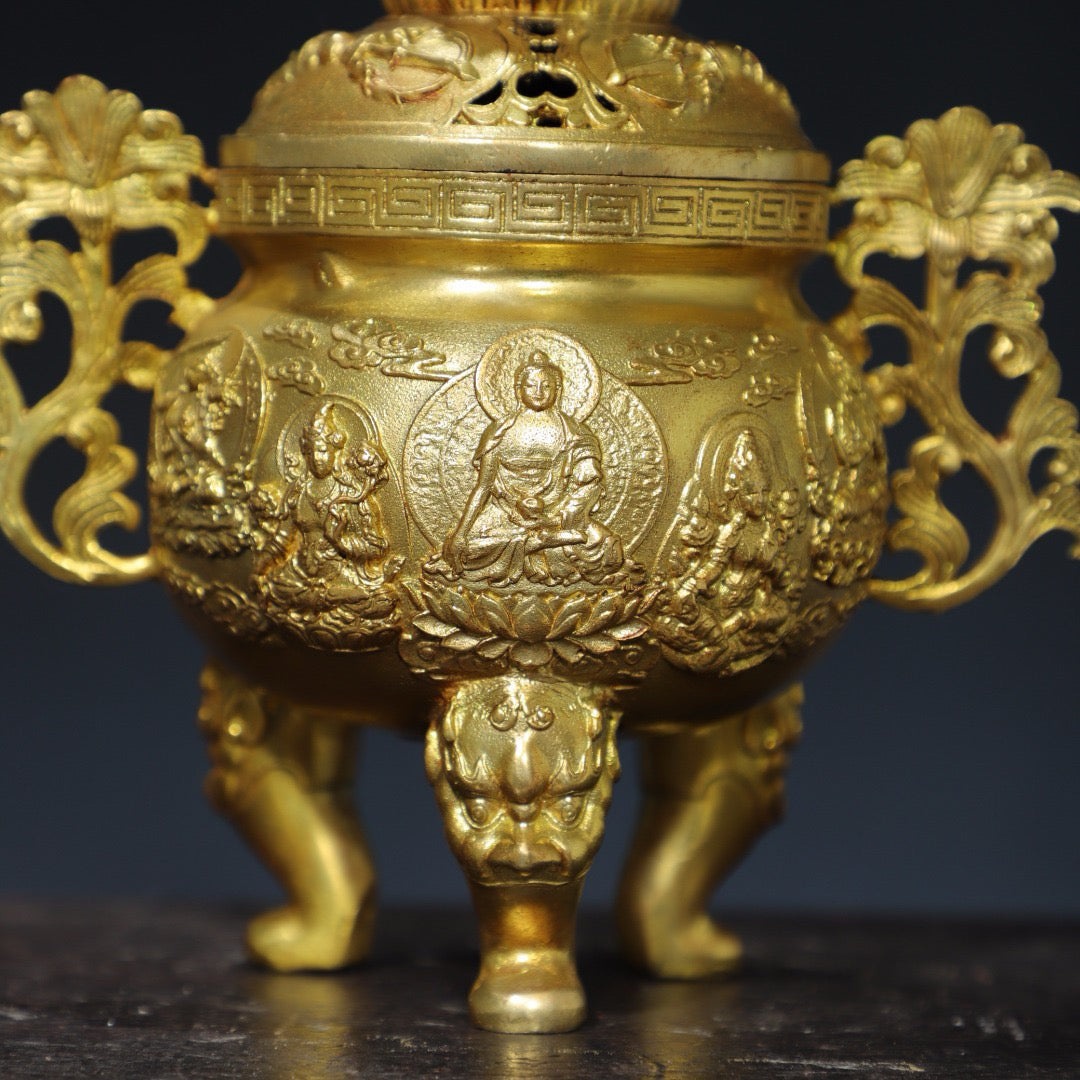 Chinese antique pure copper incense burner