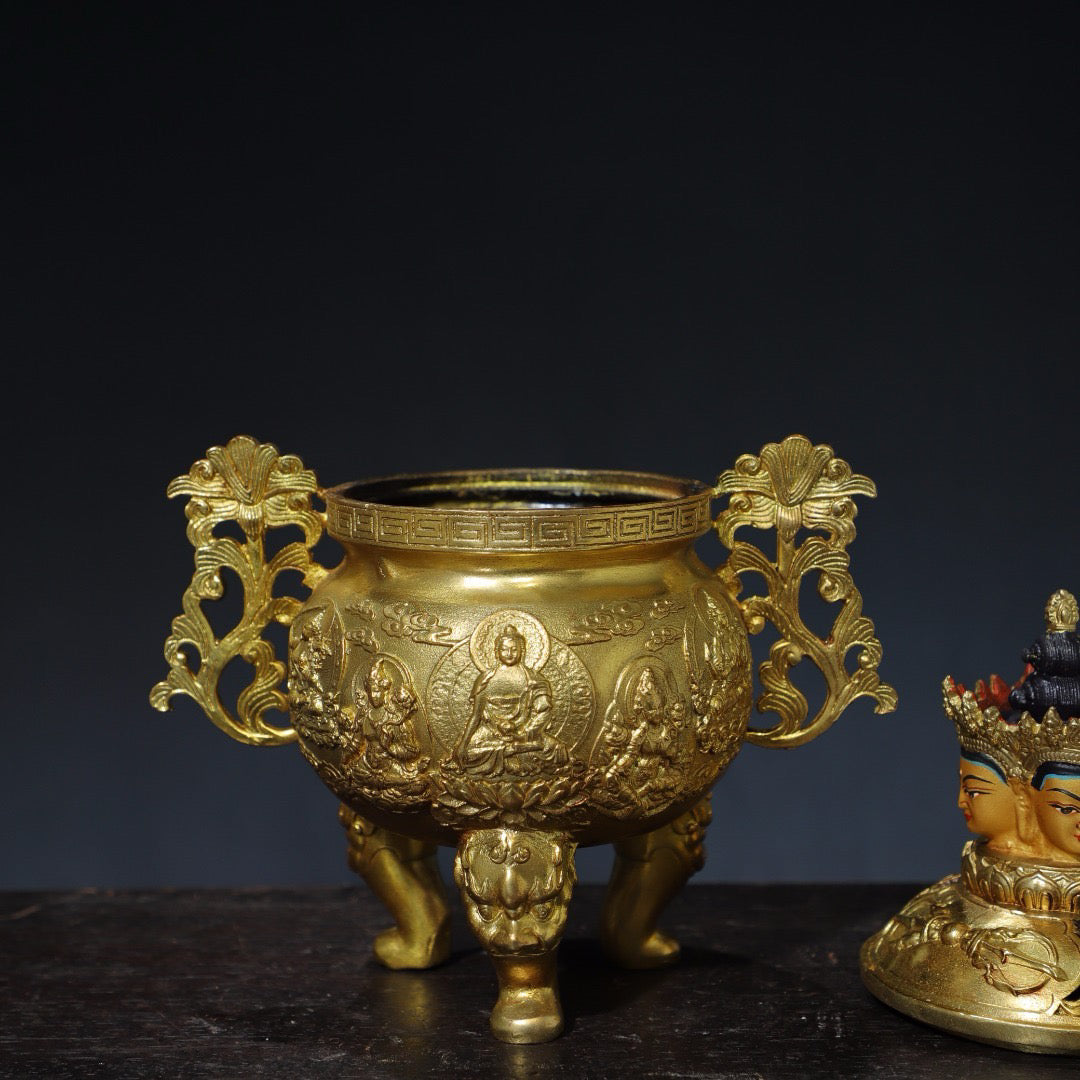 Chinese antique pure copper incense burner