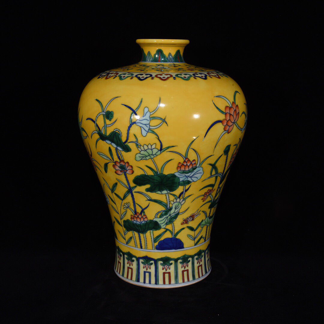 Chinese antique plum vase with lotus leaf pattern