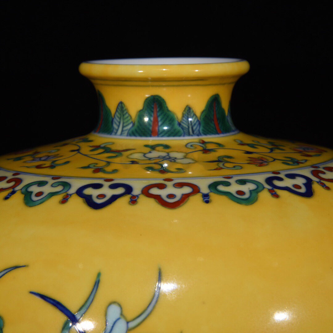 Chinese antique plum vase with lotus leaf pattern