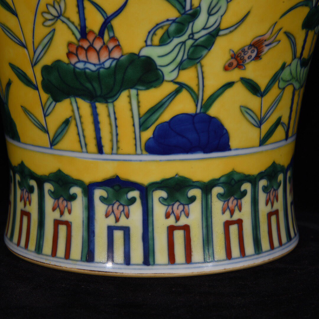 Chinese antique plum vase with lotus leaf pattern