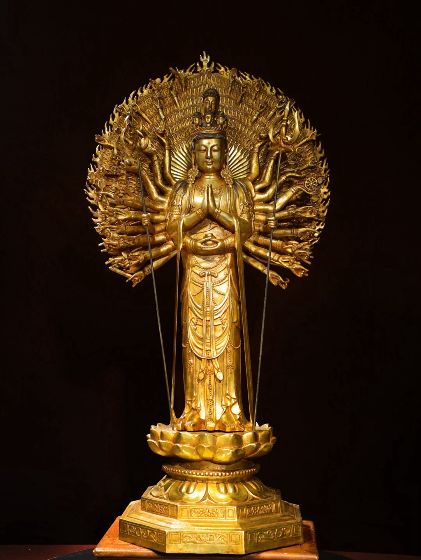 Bronze Plated Avalokitesvara with Thousand Hands Statue