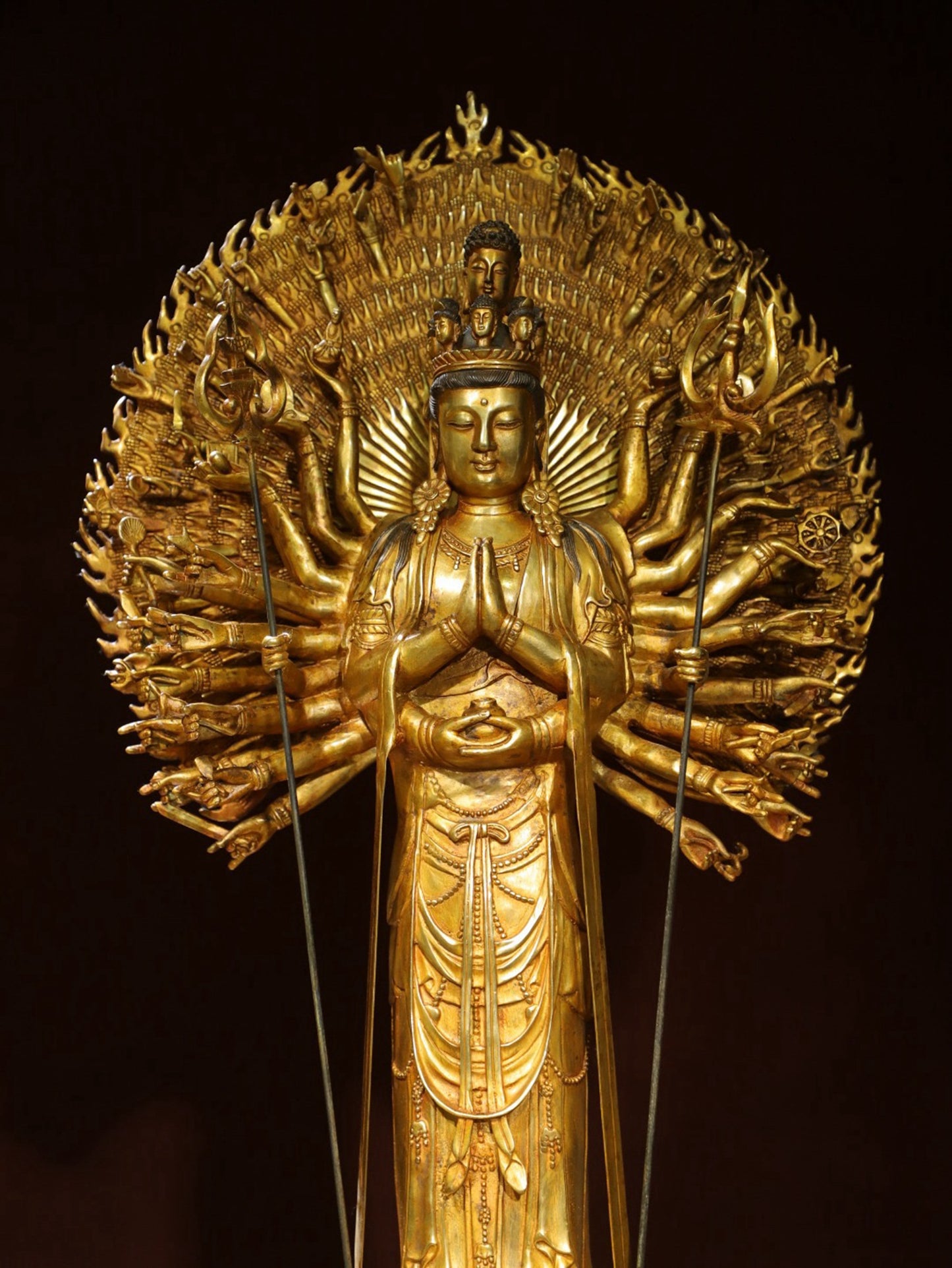 Bronze Plated Avalokitesvara with Thousand Hands Statue