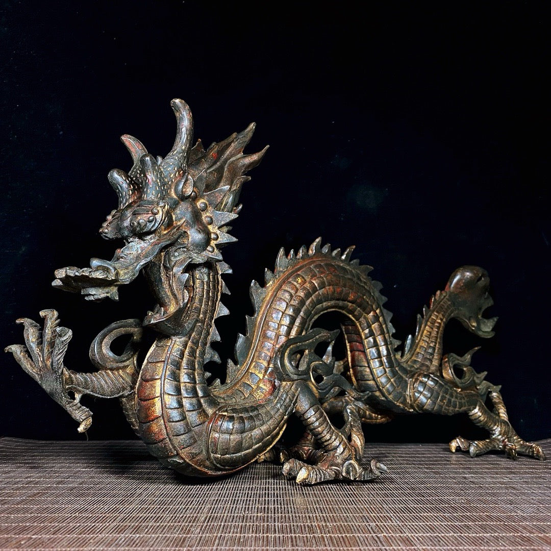 Chinese antique pure copper dragon ornaments
