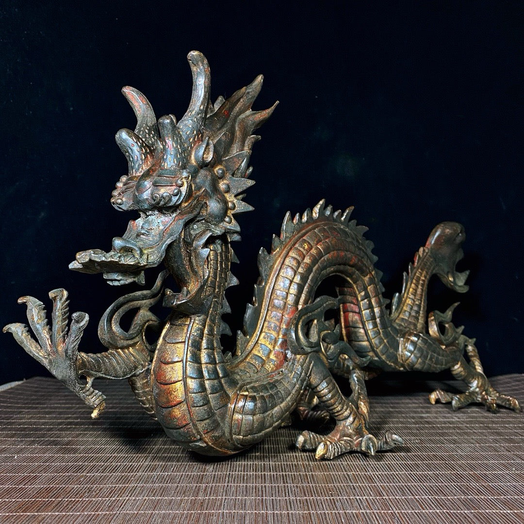 Chinese antique pure copper dragon ornaments
