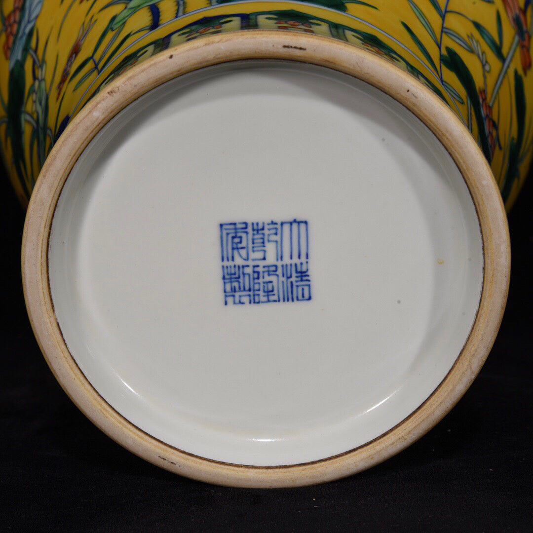 Chinese antique plum vase with lotus leaf pattern